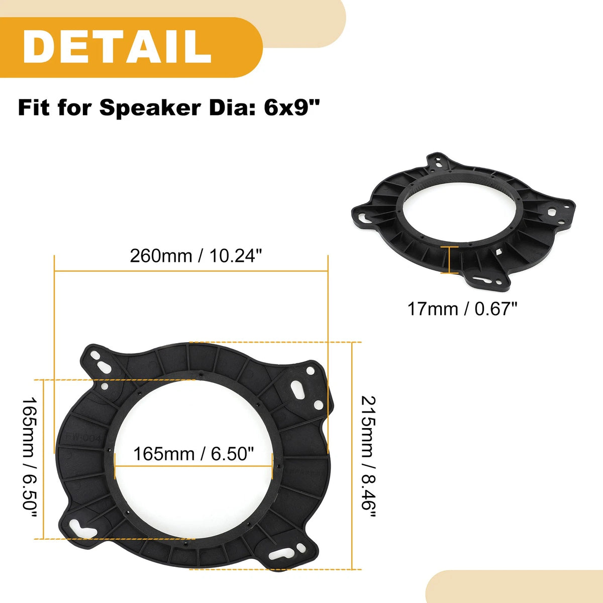 6x9" to 6.5" Speaker Spacer Rings for Toyota  - 2 pcs