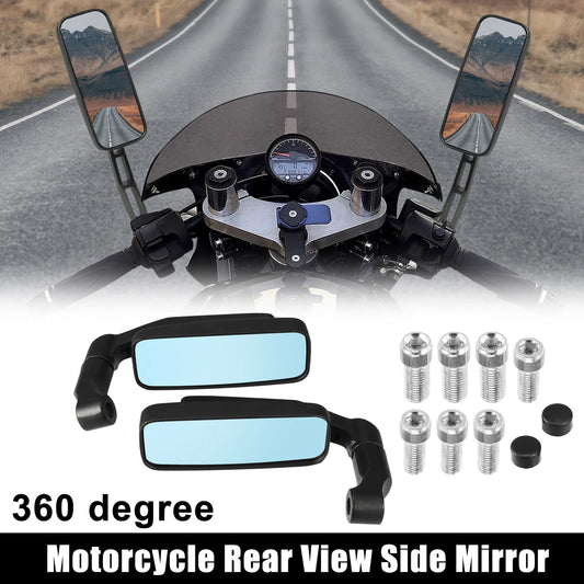 1 Set 8mm 10mm Screw Thread Rearview Mirror Black for Motorcycle