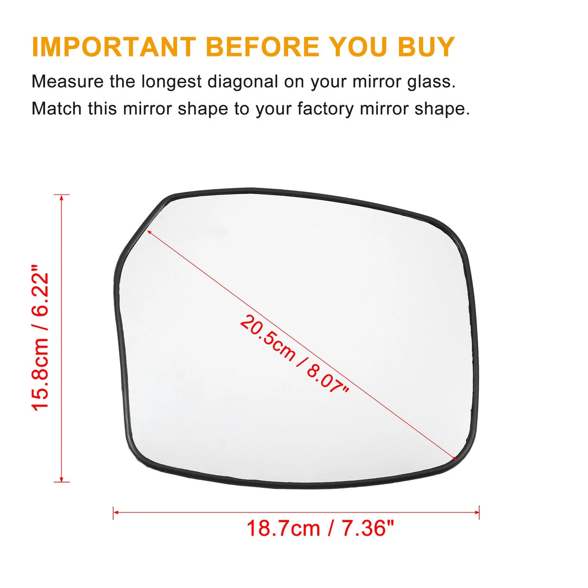 Rearview Mirror Right Side Heated Glass with Backing Plate for INFINITI QX56