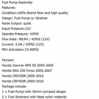 Fuel Pump for Honda CBR125 CBR250RR CBR300R CB300F SH/PES 125 150 NSS250 (2004-2023)
