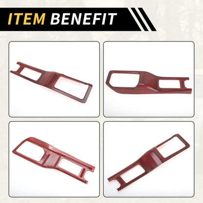 4WD Gear Shift Panel Cover for Jeep Wrangler JL JLU (2018-2024) Carbon Fiber Red