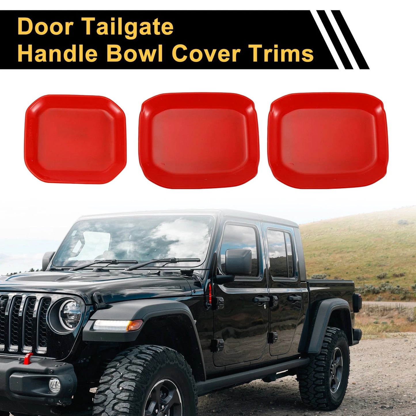 Red Exterior Door Handle Bowl Cover Trims for Jeep Gladiator (2020-2024)