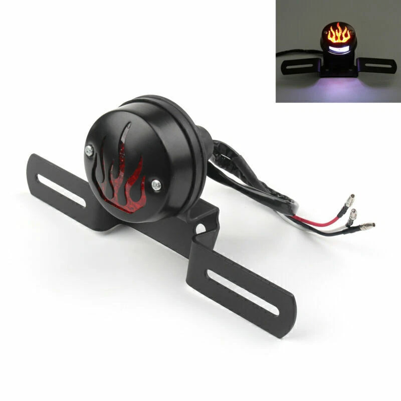 Black License Plate with Tail Light for Chopper Cafe Racer Bobber