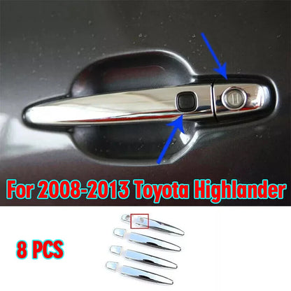 8pcs Car Door Side Handle Chrome Cover Trim for Toyota Highlander (2008-2013)