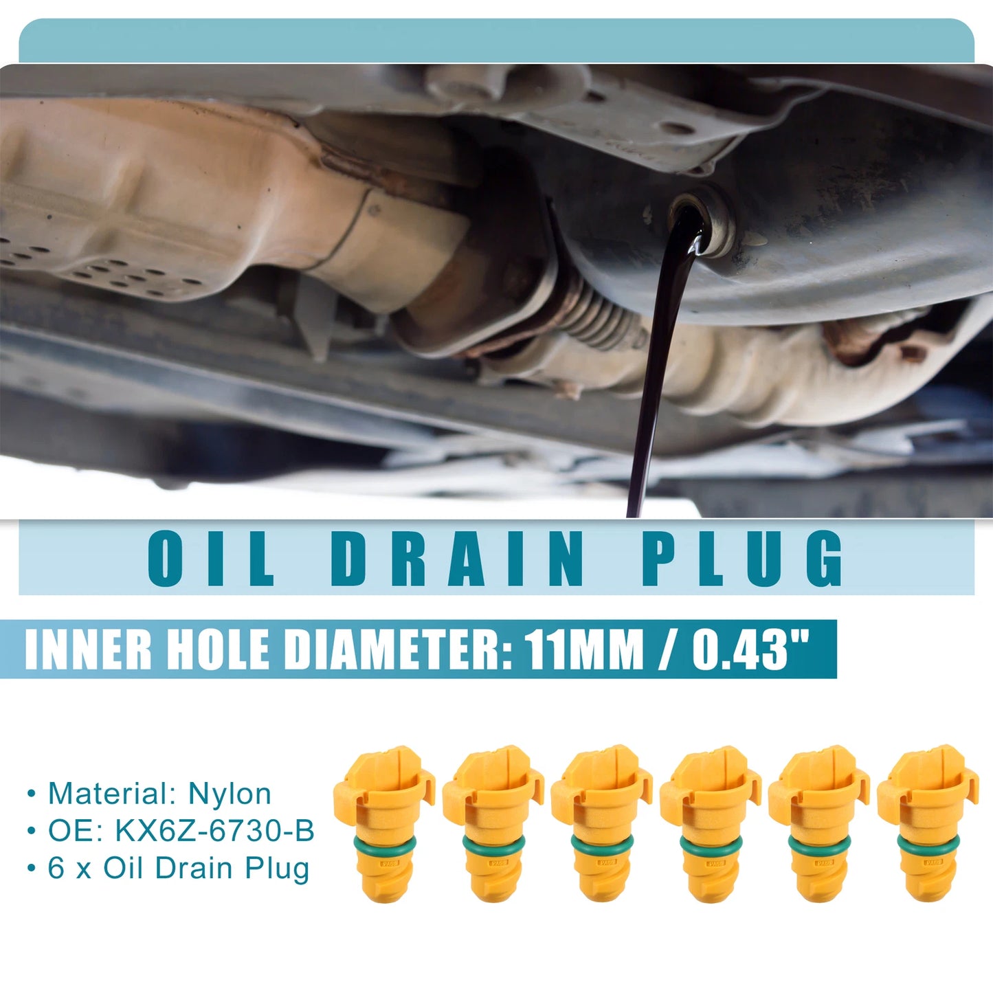 6 x Engine Oil Drain Plugs for Ford F-150 (2017-2022)