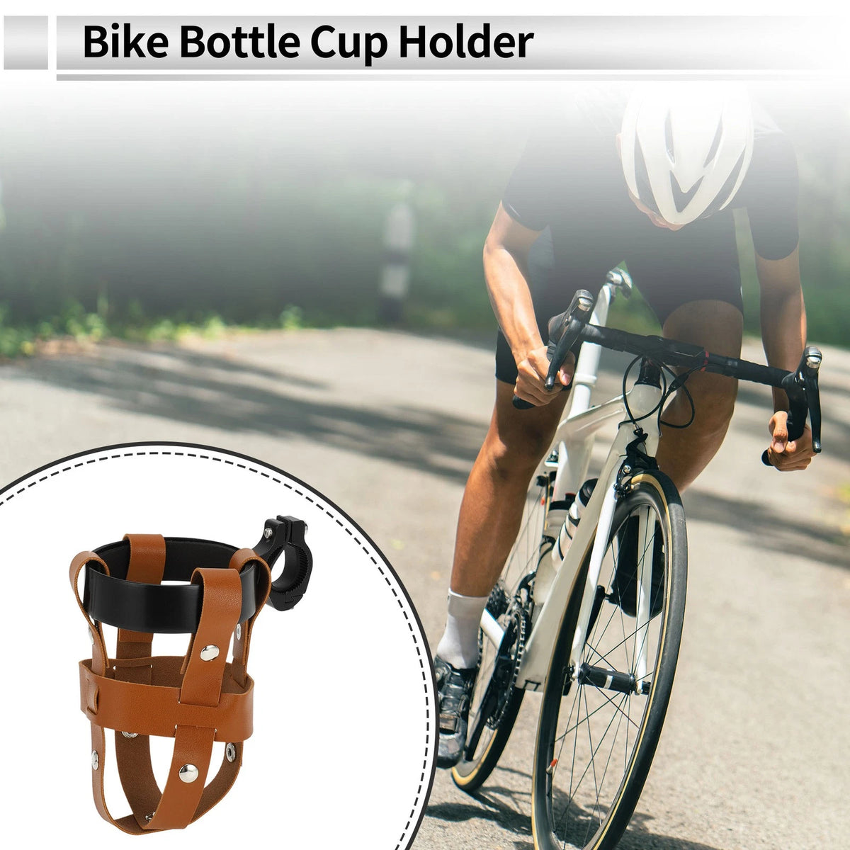 Cup Drink Holder for Motorcycle Bicycle Brown Black PU Aluminum Alloy