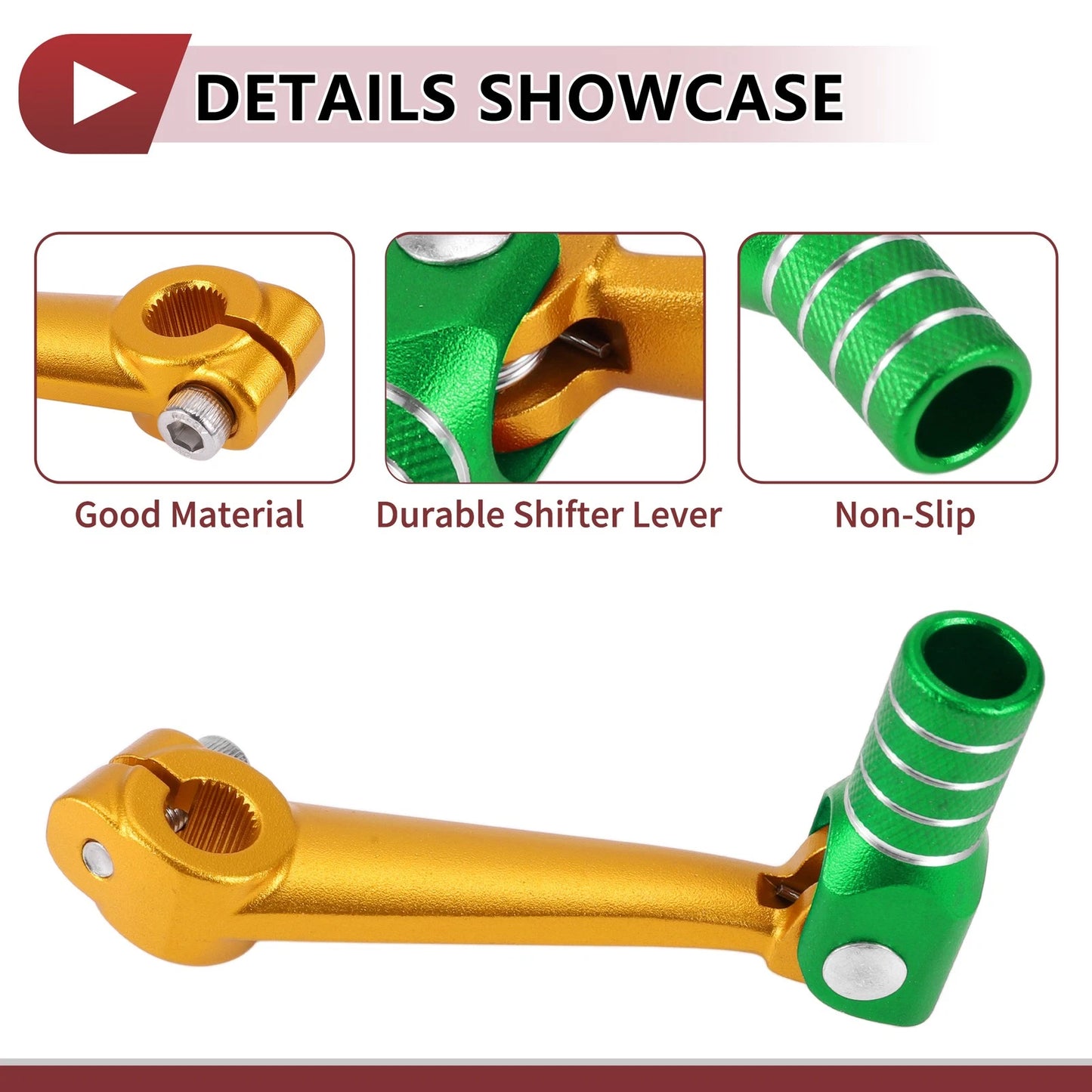 Folding Motorcycle Gear Shifter Lever Gold Tone Green Silver Tone for Bosuer M5