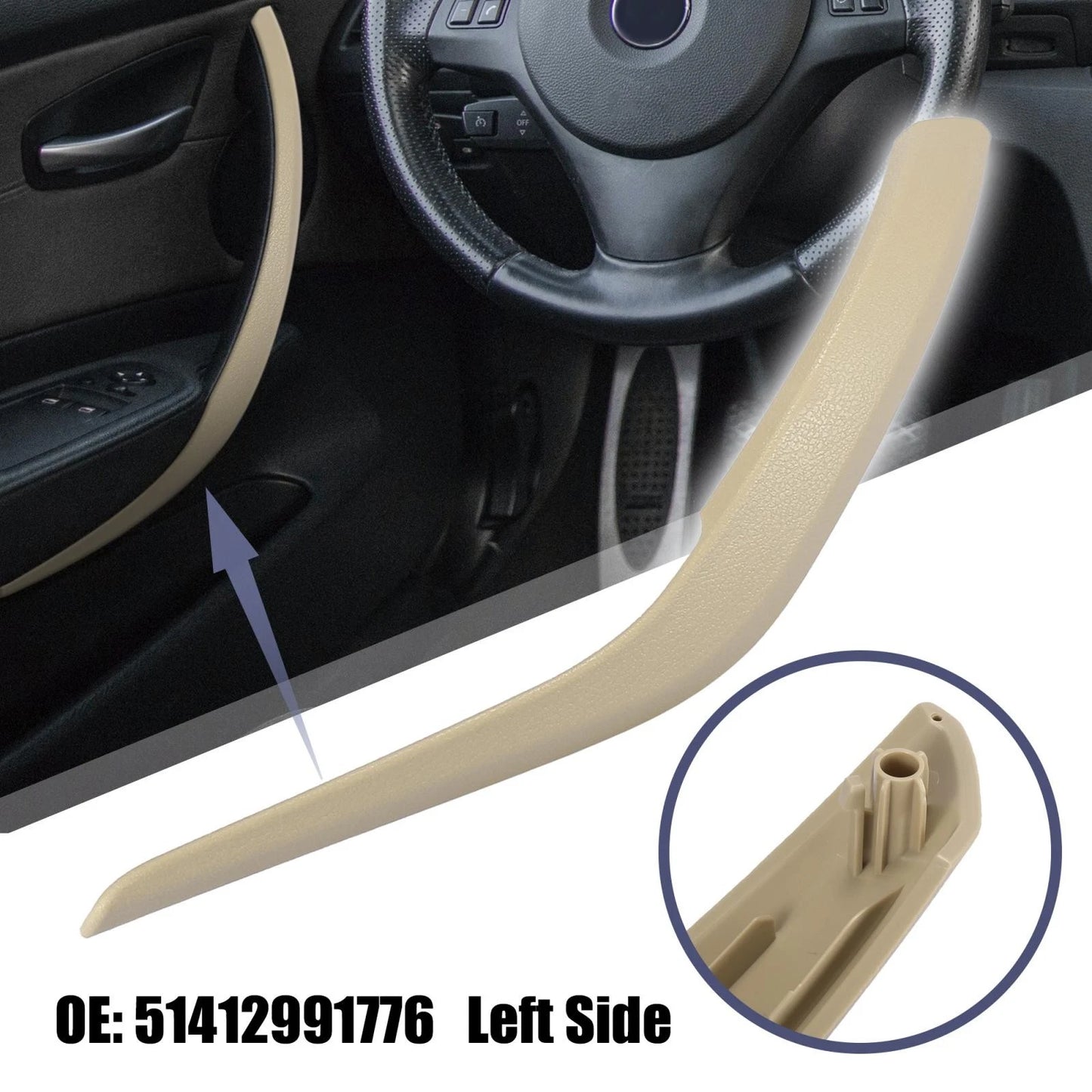 Inner Left Door Handle Trim Cover for BMW X1 E84 (2010-2016) Beige