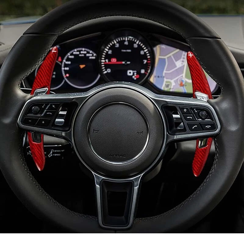 Red Carbon Fiber Steering Wheel Shift Paddle Switch Fits Porsche 911 2015-2019