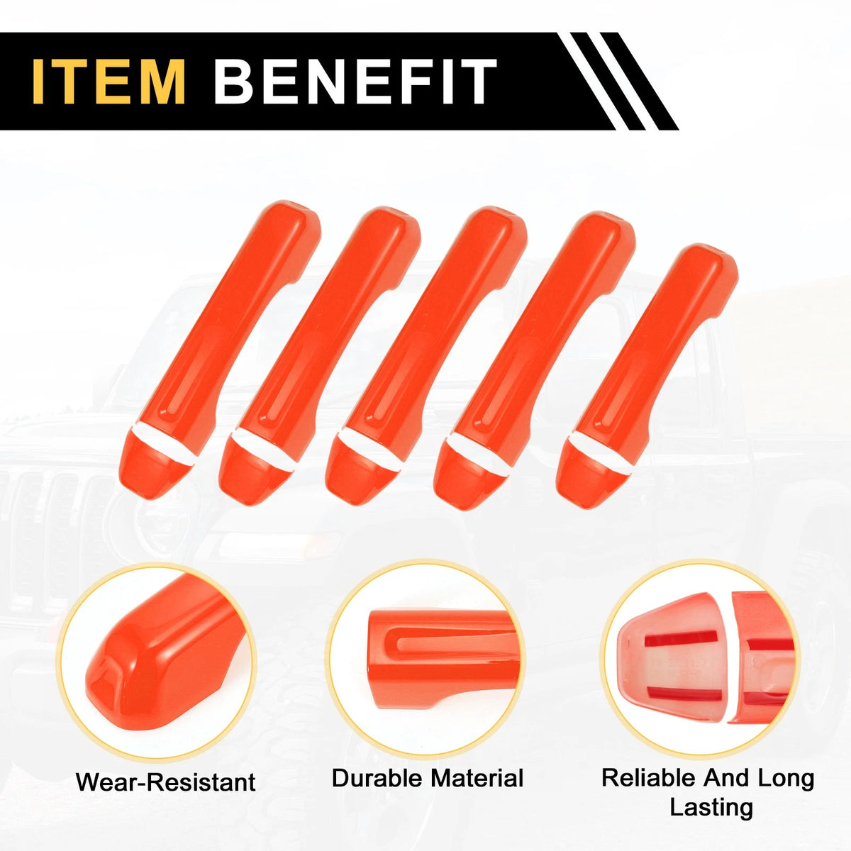 Door Tailgate Handle Cover for Jeep Gladiator JT 2020-2021 - 2 x Orange