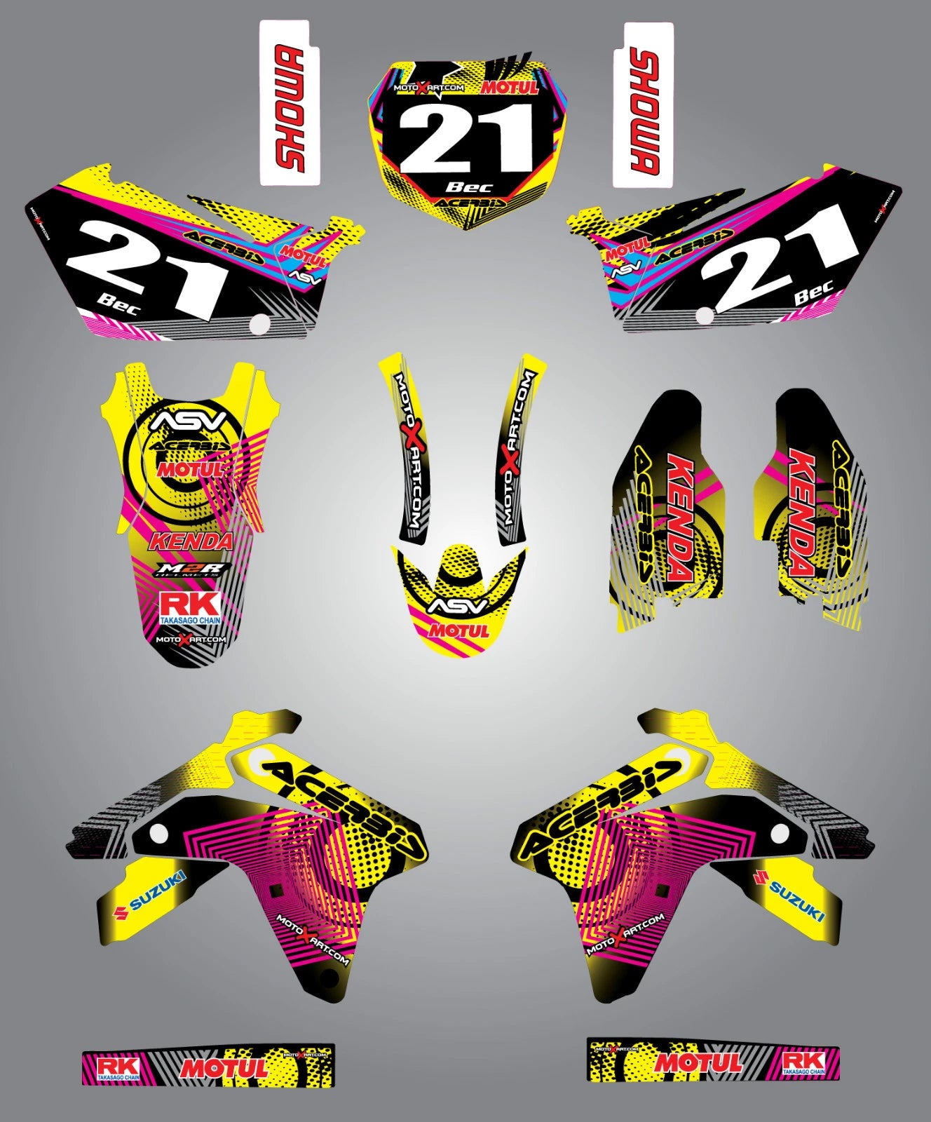 Custom Graphic Kit for Suzuki RMZ 450 (2005-2006) Neon Stickers Decals