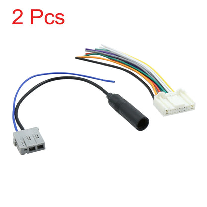 DC 12V Car Wire Harness Male Socket w/ FM Antenna Adapter for Nissan