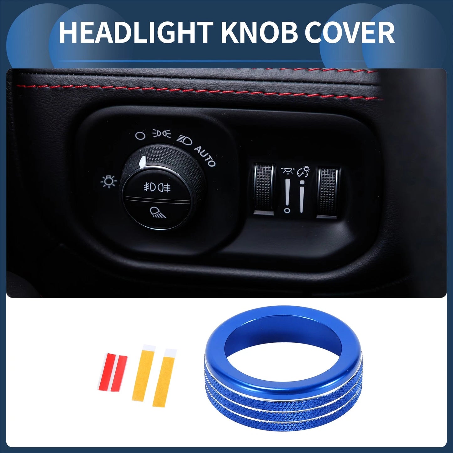 Headlight Fog Light Switch Knob Cover Ring for Dodge RAM (18 - 22) Blue 1 Pc