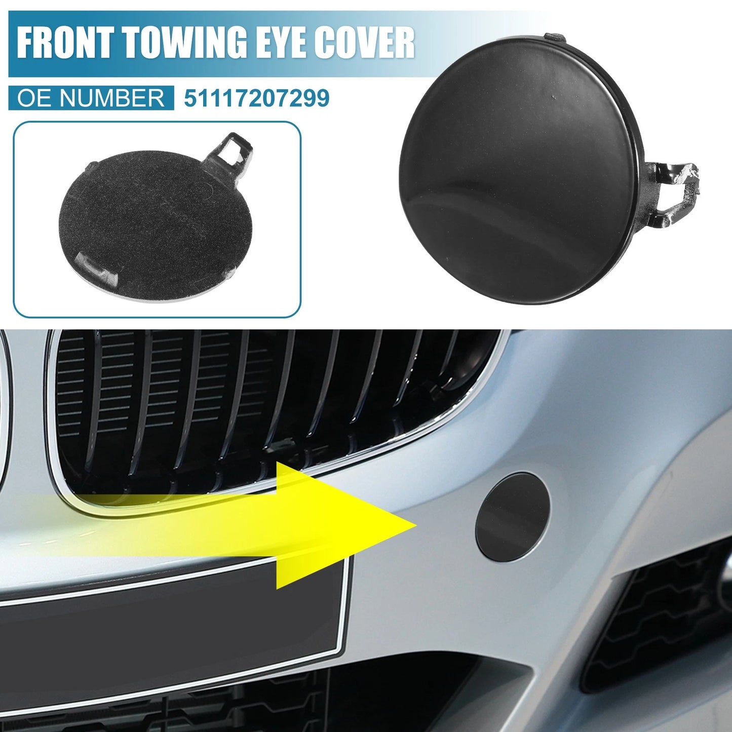 Front Bumper Tow Hook Cover for BMW 3 Series E90 E91 (2009-2012) Black