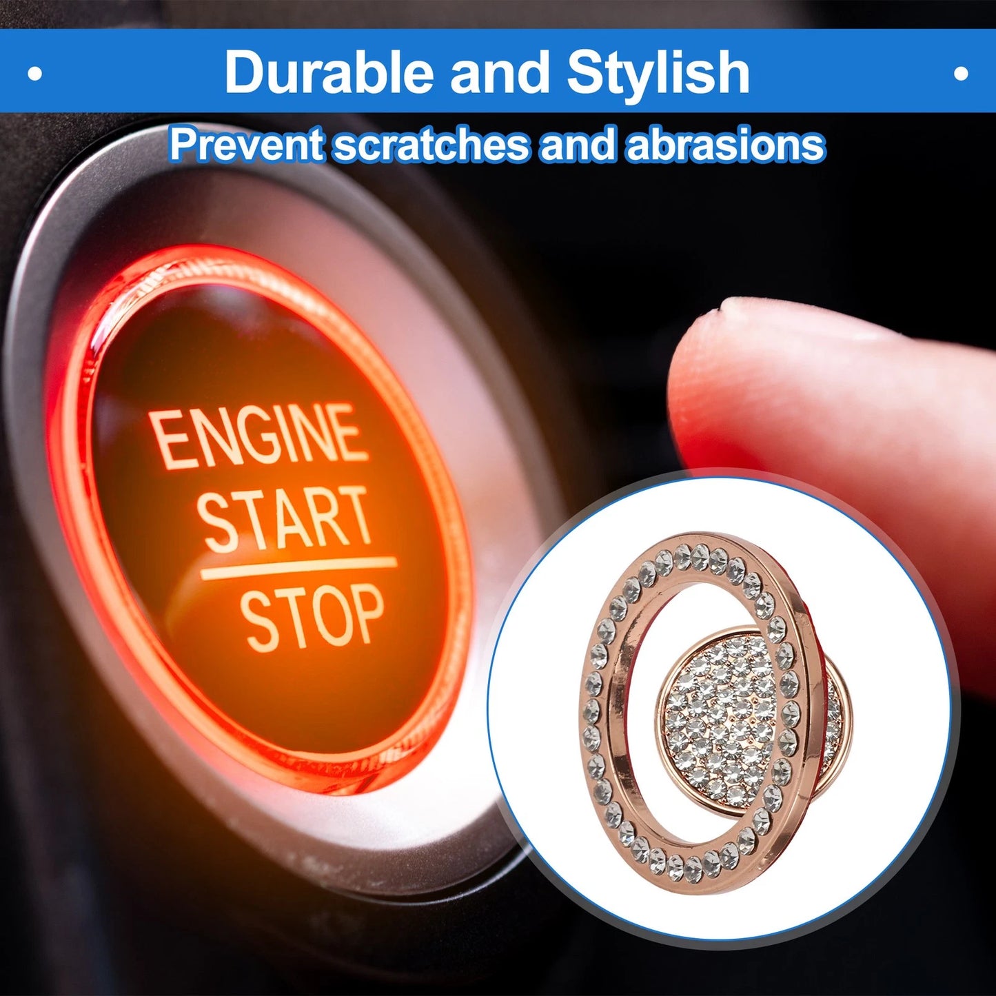Push Start Button Cover 4cm for Land Rover Rose Gold Tone
