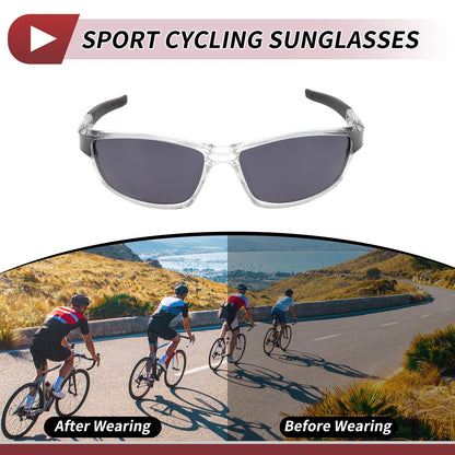 Riding Goggles Gray Lens Transparent Frame Tri-acetel Cellulose