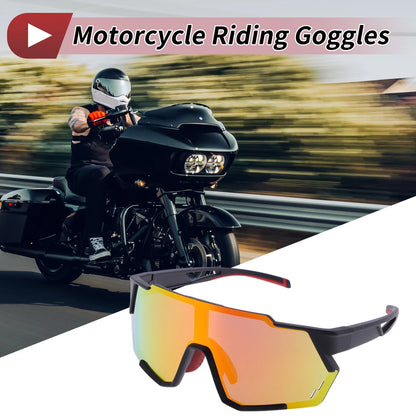 Goggles Red Lens Black Frame PC Cycling Sunglasses for Motorcycle