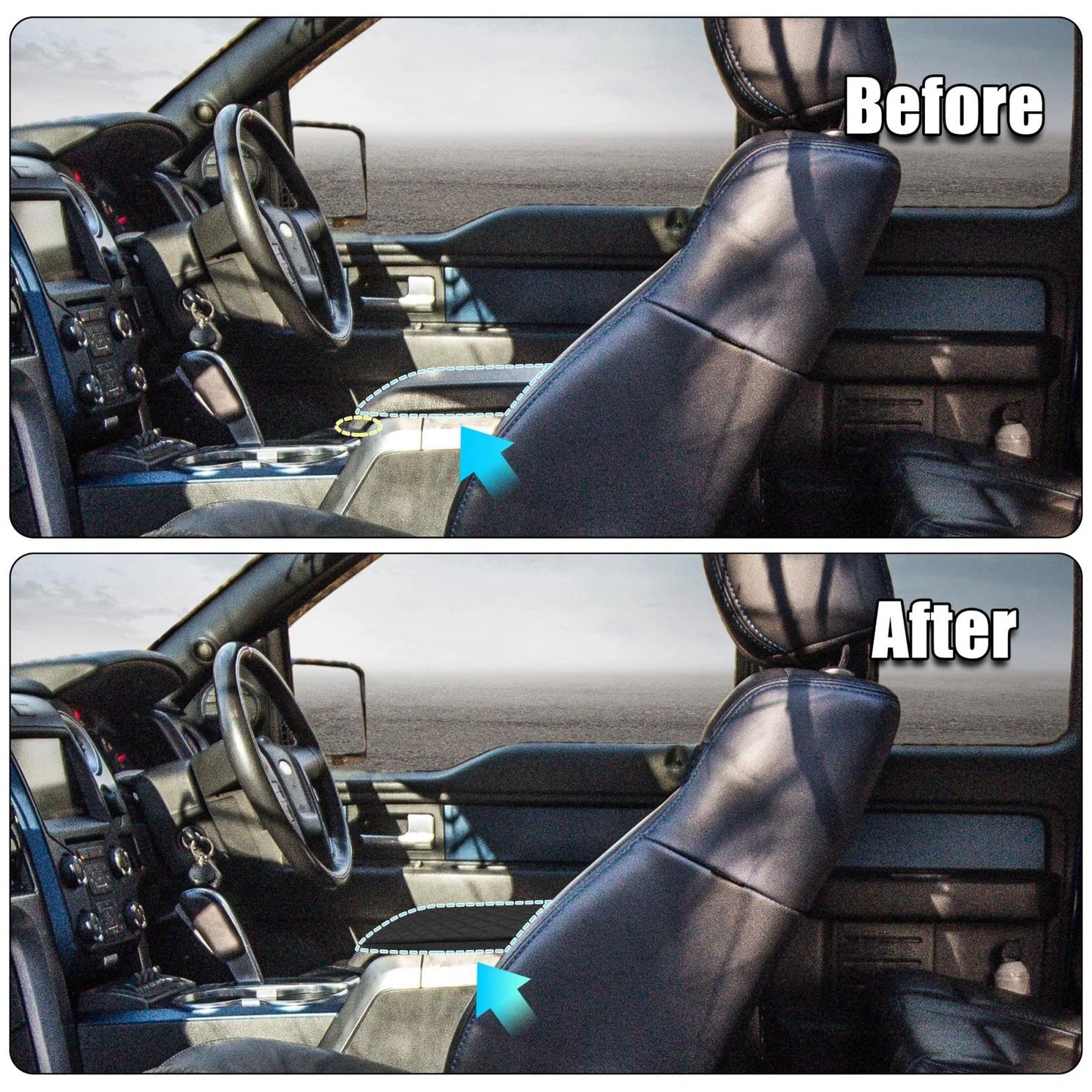 Center Console Lid Armrest Cover for Ford F150 (2009-2014) Black