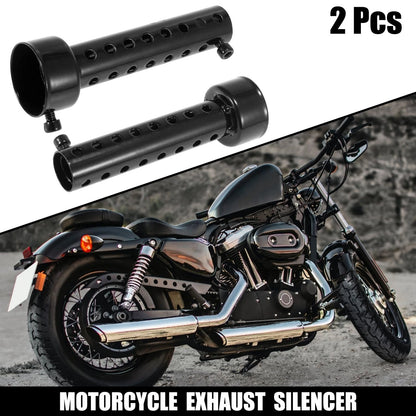 2 x 42mm Exhaust Silencer Muffler Pipe Black for Universal Motorcycle