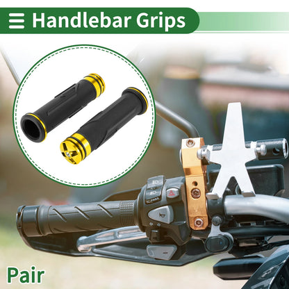 7/8" 22mm Motorcycle Hand Grips Cover Handlebar Grip Rubber Gold Tone 1 Pair