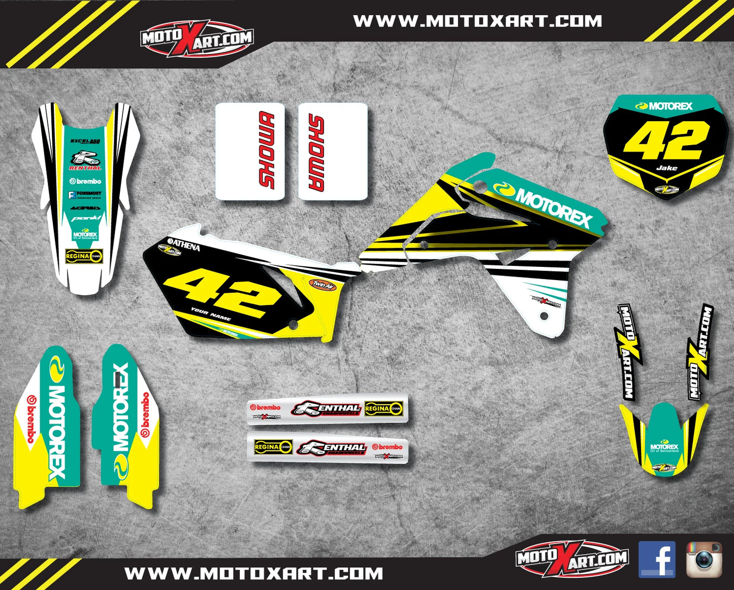 Full Graphics Kit Decals for Suzuki RMZ 450 (2007)