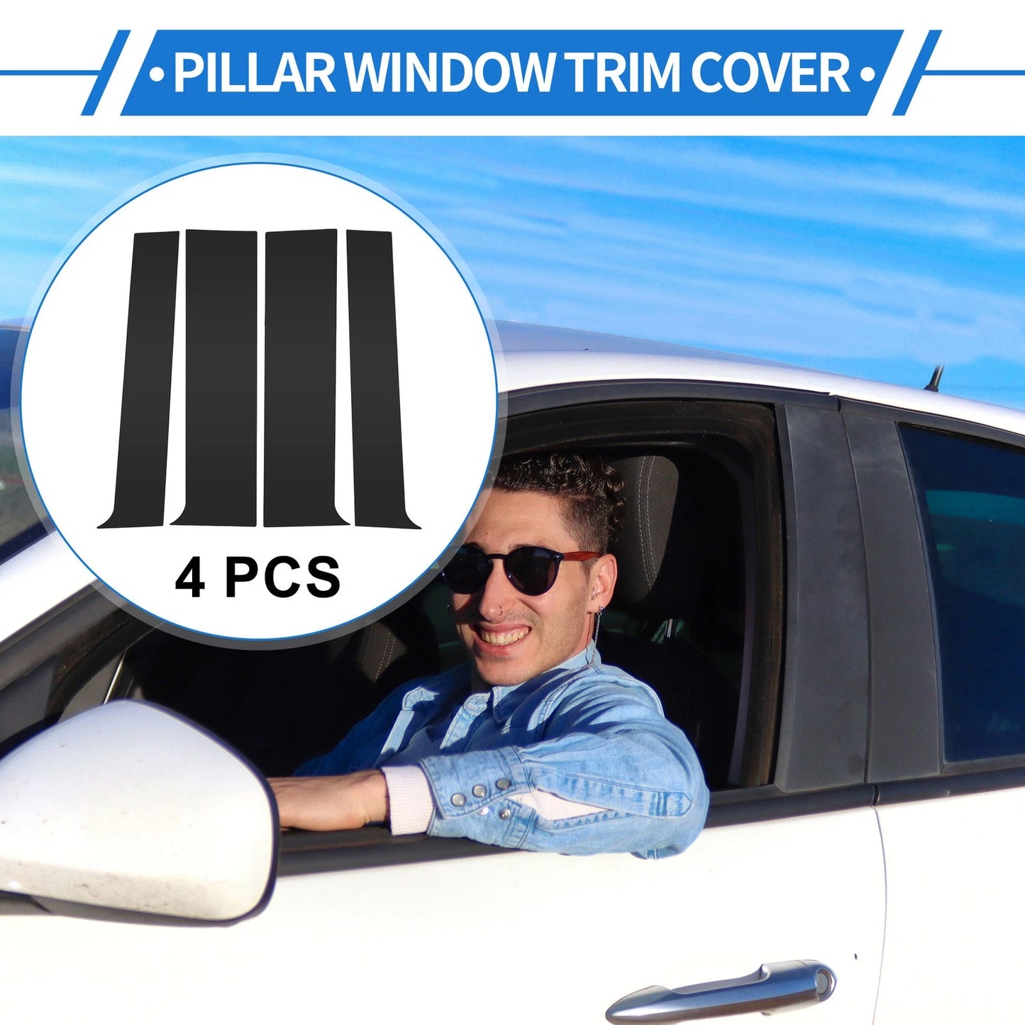 4x Door Pillar Window Trim for GMC Canyon (2015-2022) Black