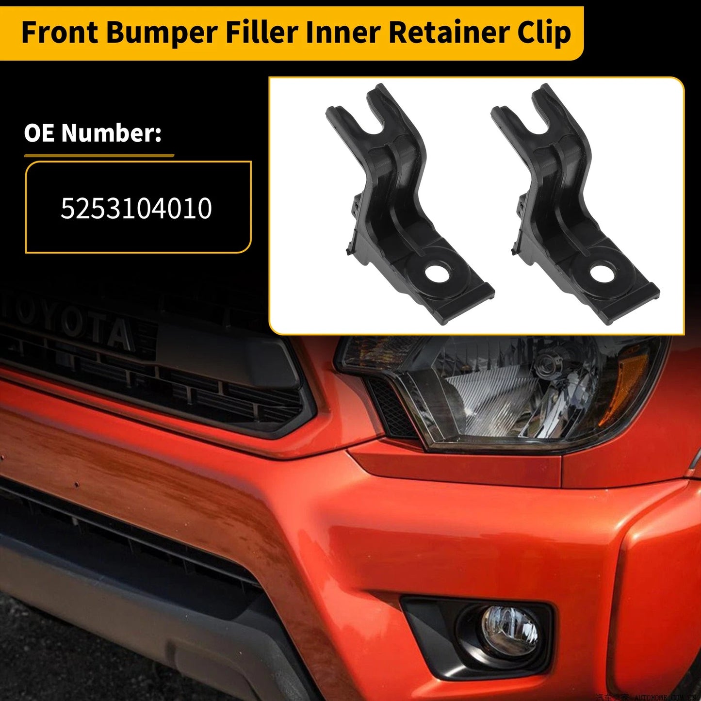 2 x Front Bumper Filler Clip Bracket for Toyota Tacoma (2012–2015)