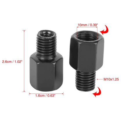 2 x 10mm RH to 10mm RH Black Rearview Mirrors Adapter Bolt Screw for Motorcycle