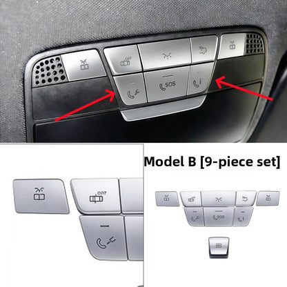 9pcs Silver Roof Reading Lamp Button Patch for Mercedes Models