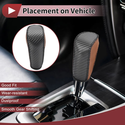 Gear Shift Knob Cover for Ford Fiesta (2009-2012) Black Brown Faux Leather