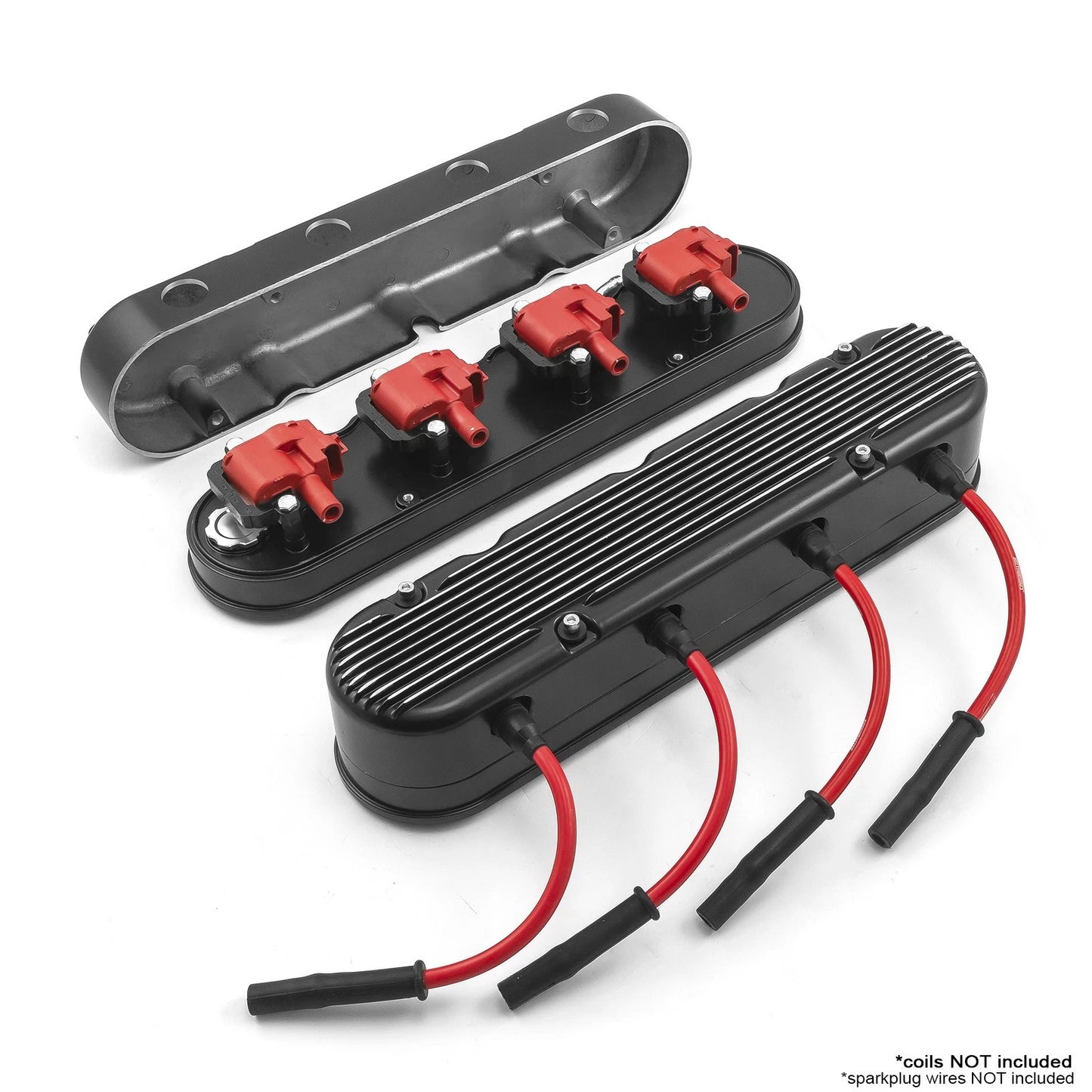 Black Aluminum Finned Valve Covers for Chevy LS