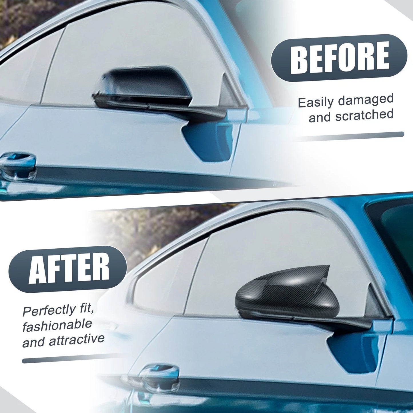 Carbon Fiber Rearview Mirror Cover Overlay for Ford Mustang