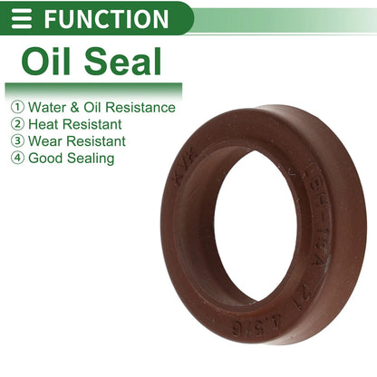 Oil Seal 5 Pcs Seal Ring Rotary Shaft Seal FKM Rubber 15x21x4.5mm Brown