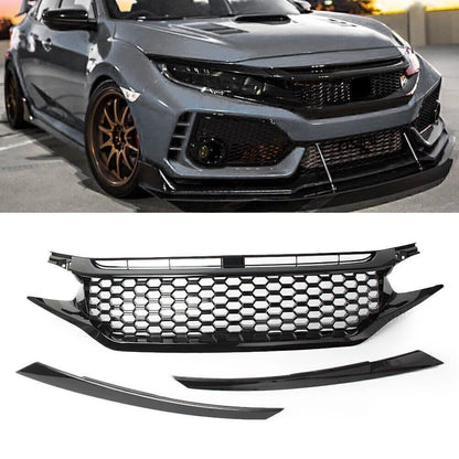 Black Mesh Honeycomb Front Upper Grille for Honda Civic (2016-2018)