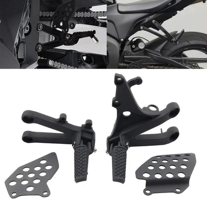 Black Front Driver Footrest Bracket Set for Honda CBR600RR (2007-2024)
