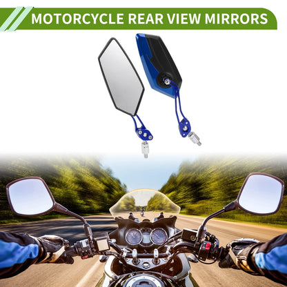 M8/M10 Rear View Mirrors Polygonal Shape Black Blue Aluminum Alloy for M8/M10