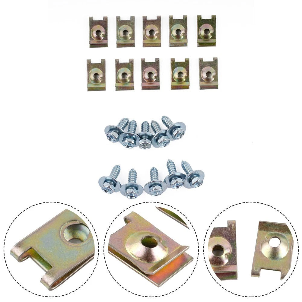 10x Set Screws Sheet Metal Nut Underbody Fender Screw Clips for Opel