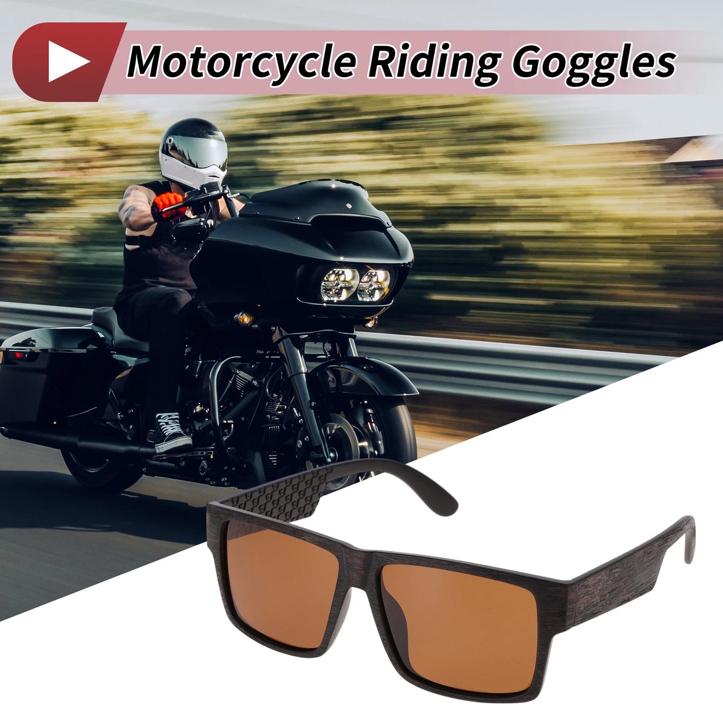 1 Pc Motorcycle Riding Goggles Brown Lens Brown Frame Tri-acetel Cellulose