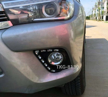 Fog Lights Covers L.E.D for Toyota Hilux 1kd2WD (2015-2017)