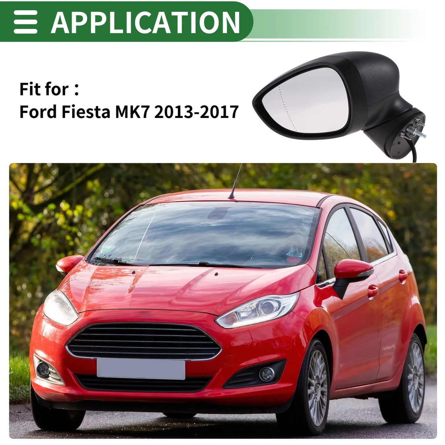 Left Side Door Mirror for Ford Fiesta MK7 (2012-2017)