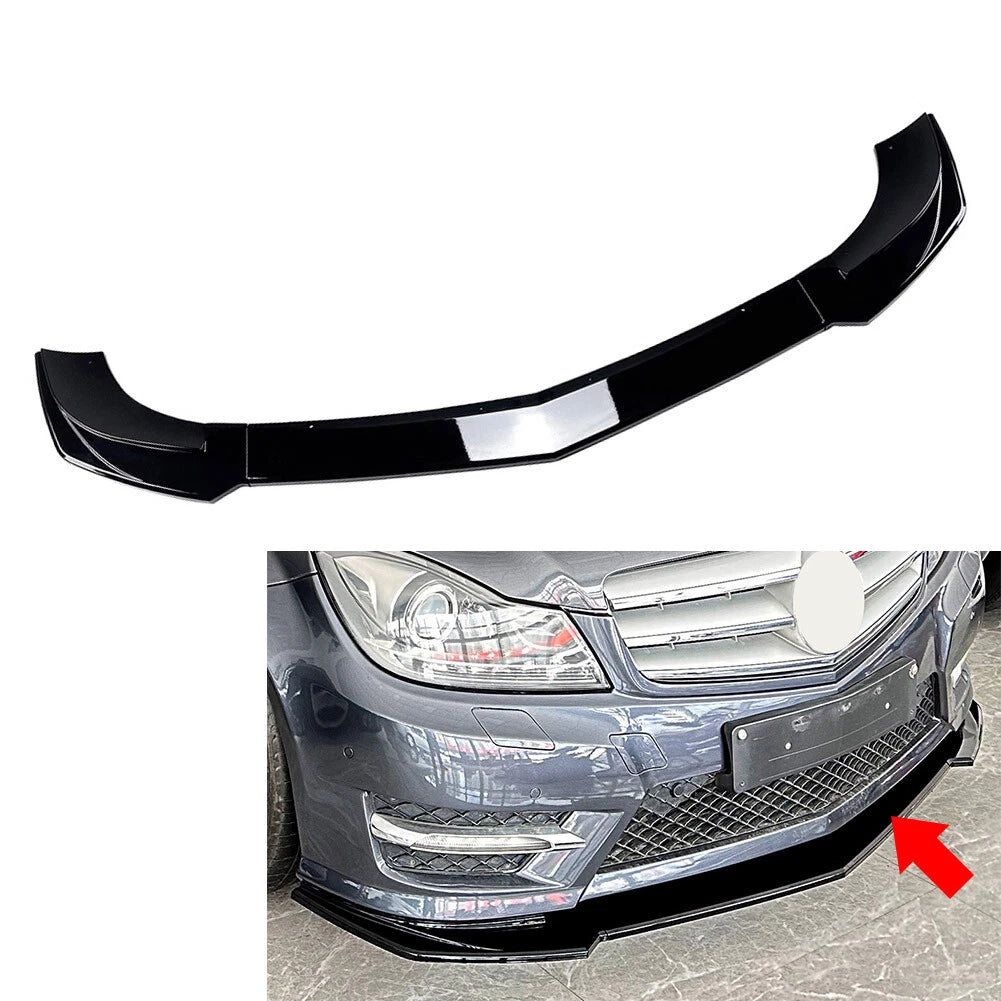 Black Front Bumper Spoiler for Mercedes Benz C Class W204 S204 (2011-2014)