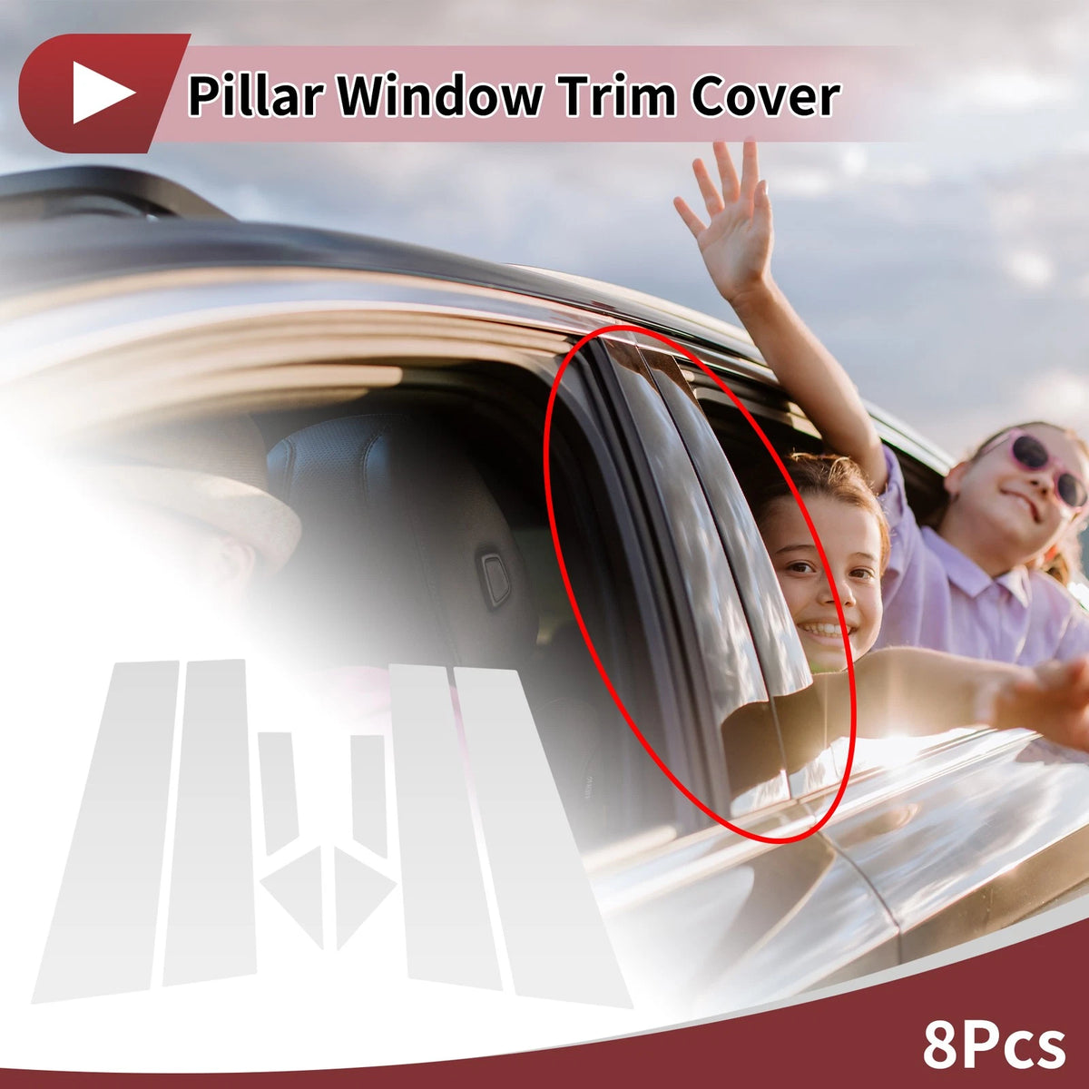 Door Pillar Window Trim for Nissan Bluebird (2015-2021) Silver Tone