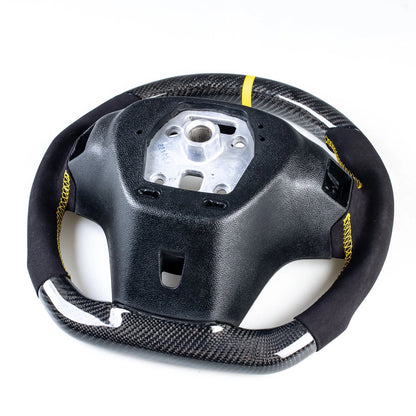 Carbon Flat Bottom Suede Yellow Steering Wheel for Chevrolet Camaro (2012-2015)