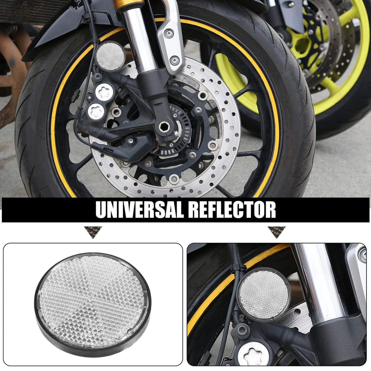 8 x Round Safety Spoke Reflector Self-Adhesive White for Motorcycle