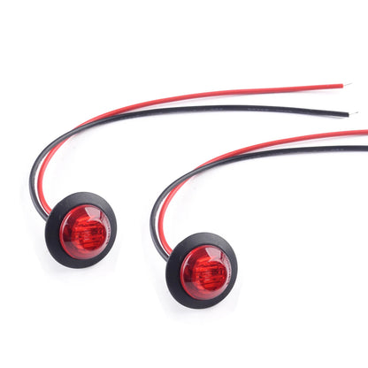 3/4" Red Round LED Side Marker Lights (2) for Car Truck Trailer