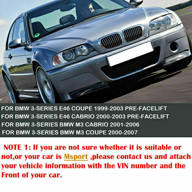 Gloss Black Front Kidney Grille for BMW E46 325CI 330CI Coupe (1999-2002) 2 x