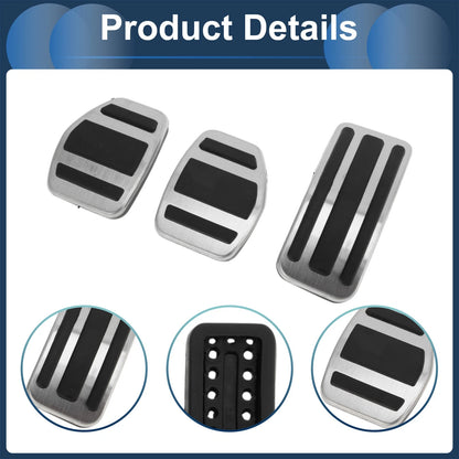 Manual Footrest Pedals Cover Set for Peugeot 208 (2013-2018) Silver Tone