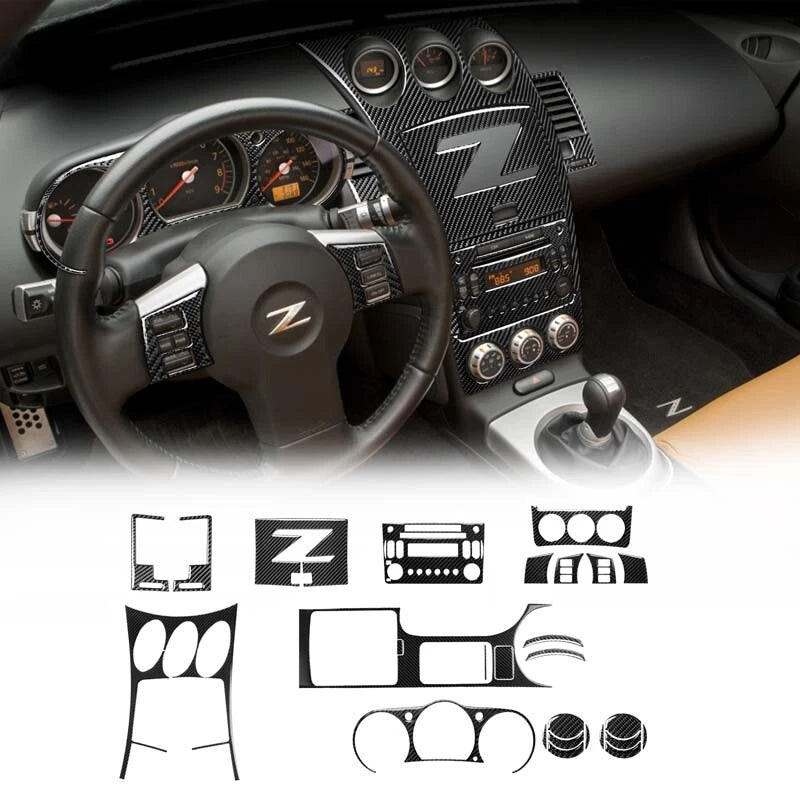 Carbon Fiber Interior Console Dashboard Trim Cover kits For Nissan 350Z 2003-09
