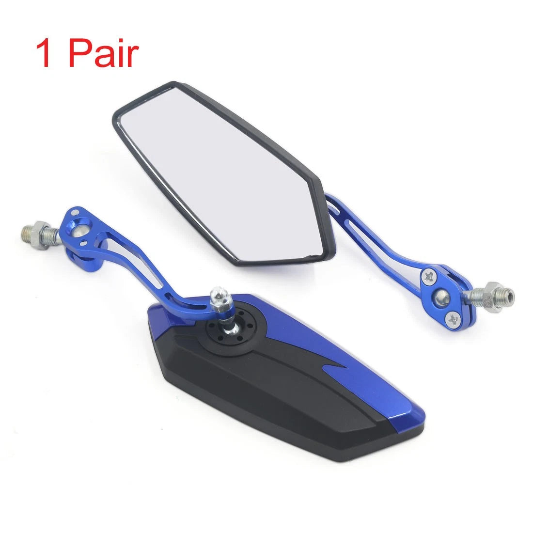 2 x 10mm 360 Degree Rotatable Motorcycle Mirror Blue Black