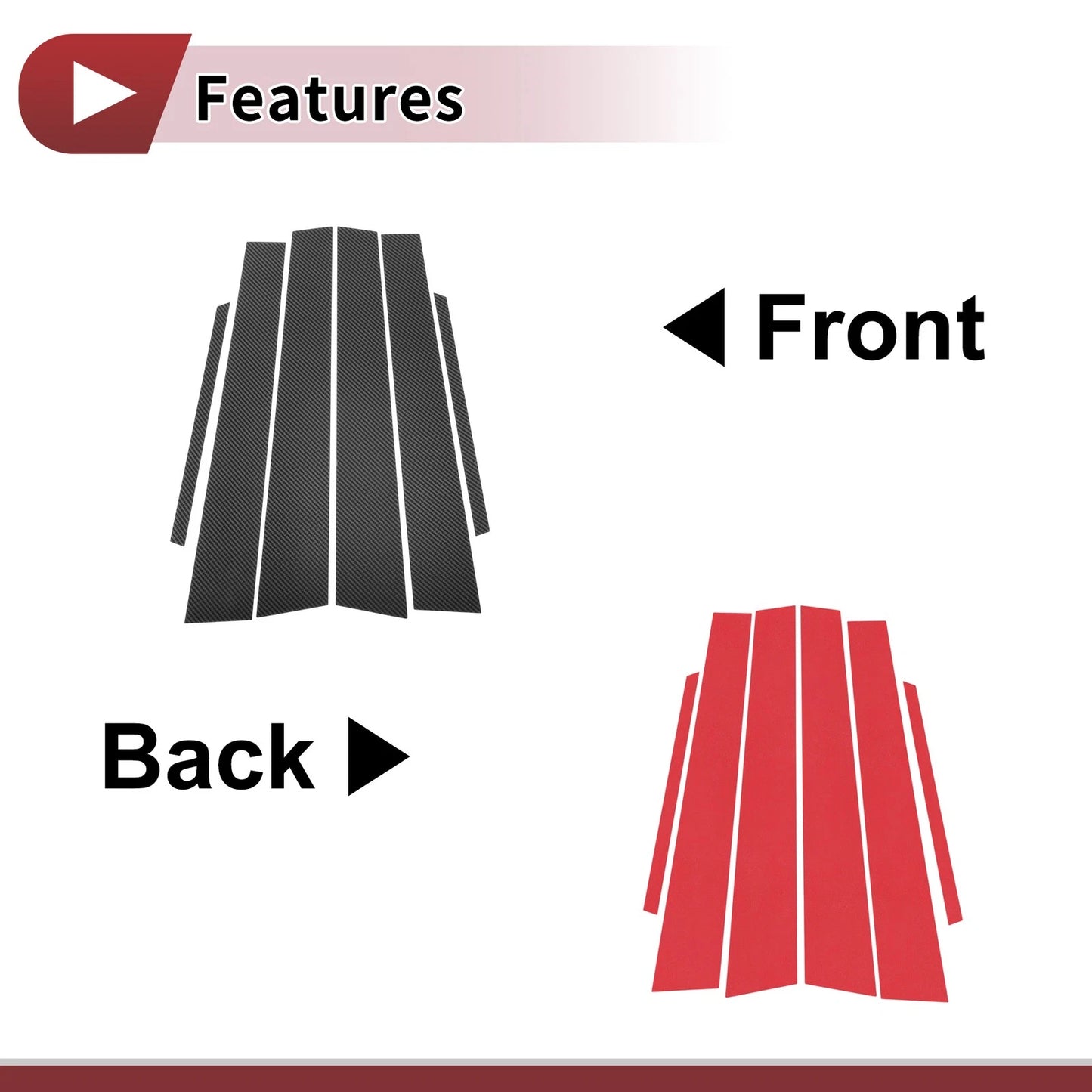 6 Pcs Car Door Pillar Window Trim Carbon Fiber for Toyota Altis (2001–2006)
